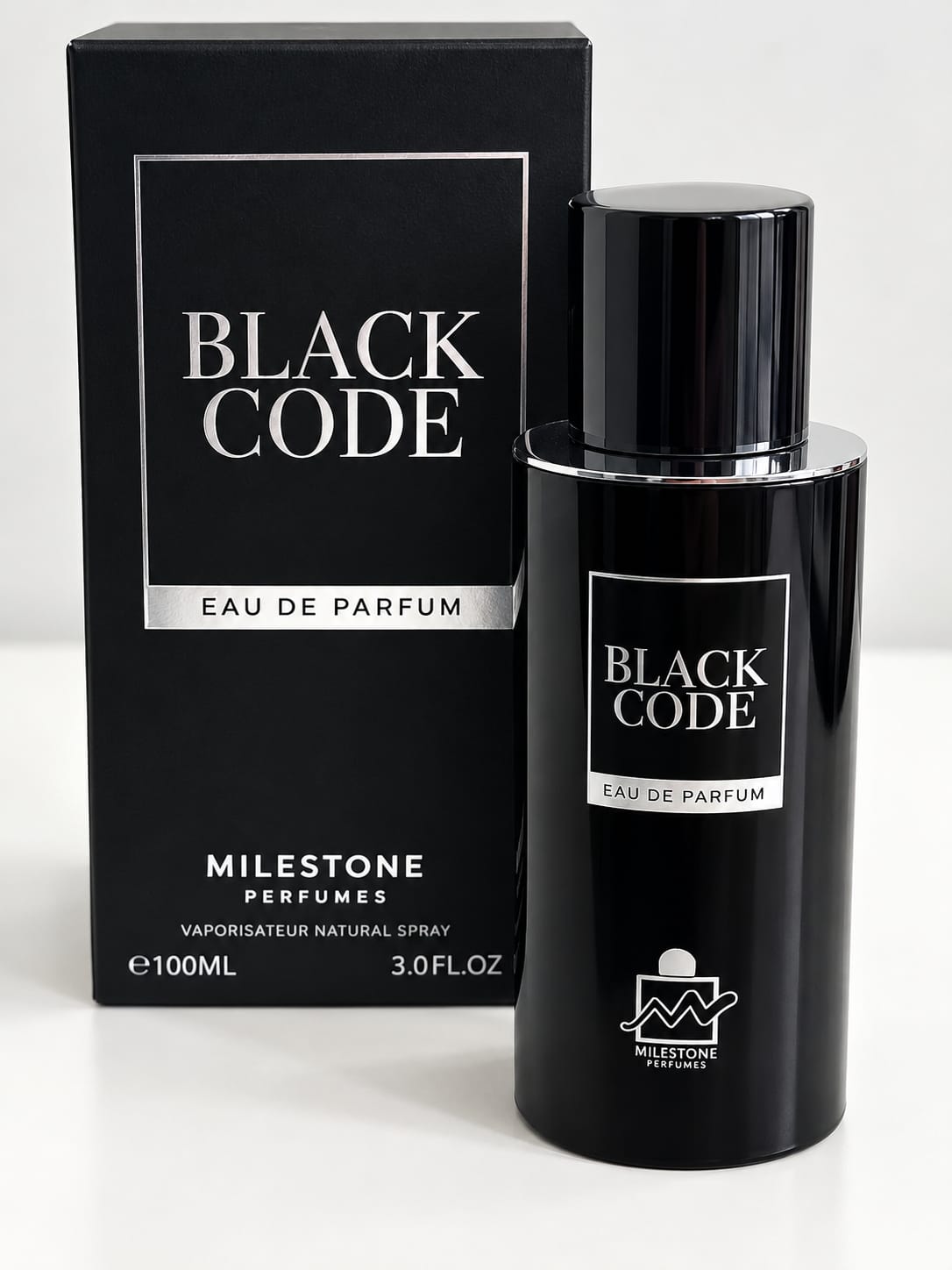 Black Code – Milestone Perfumes, Apă de Parfum pentru Bărbați, 100 ml Parfum Black Code Milestone 100 ml, flacon negru, apă de parfum pentru bărbați